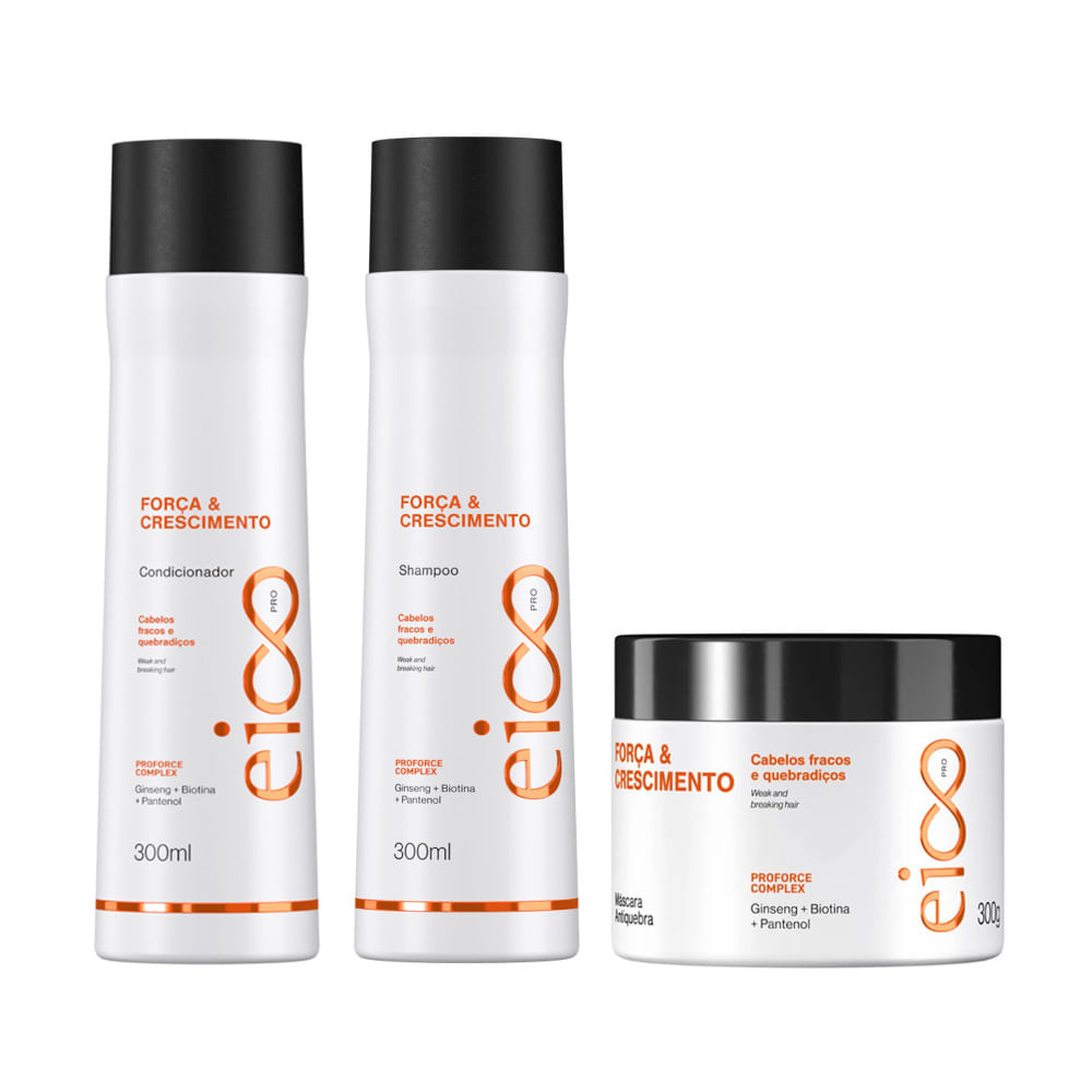 Kit Shampoo, Condicionador e Máscara Força e Crescimento Eico