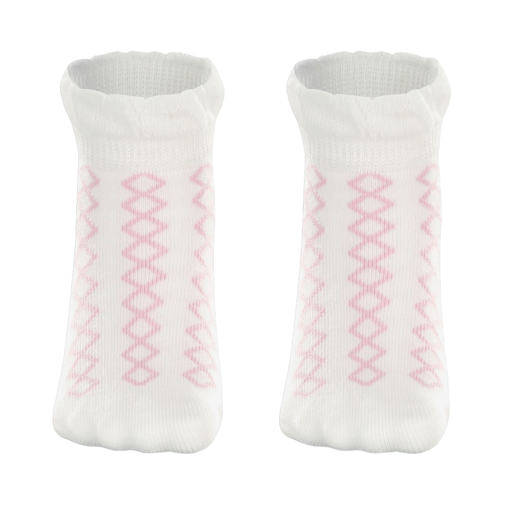 Meia Off White E Rosa 16 A 23 Feminino Lupo