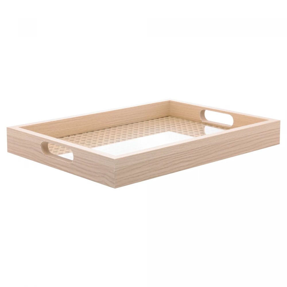 Bandeja Retangular de Mdf com Fundo Treliça 36,5cm x 4cm x 26,5cm Lyor