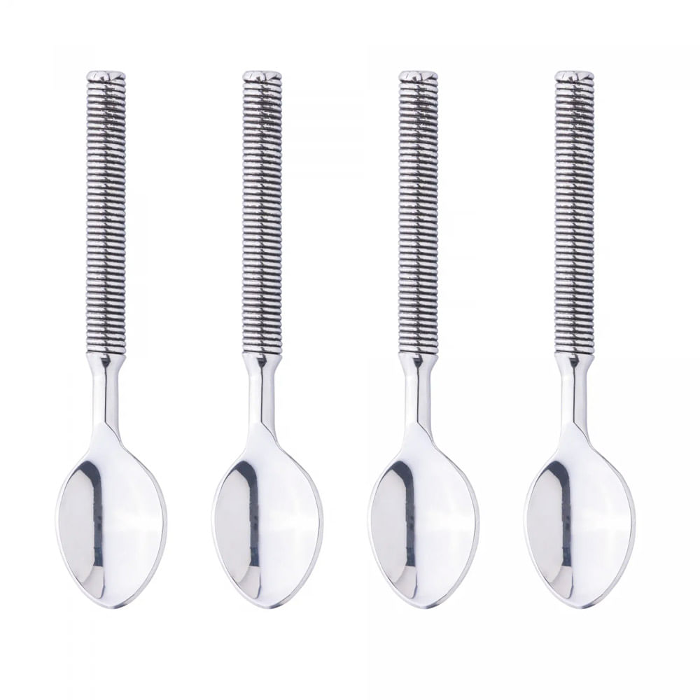 Conjunto 4 Colheres de Aço Inox Espiral Wolff