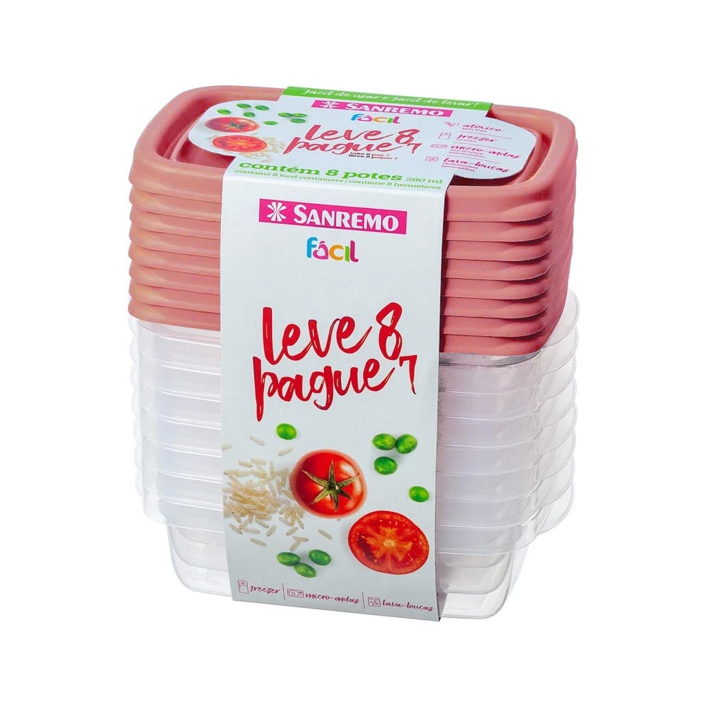 Conjunto de Potes Plásticos 8 Peças Sortido Sanremo