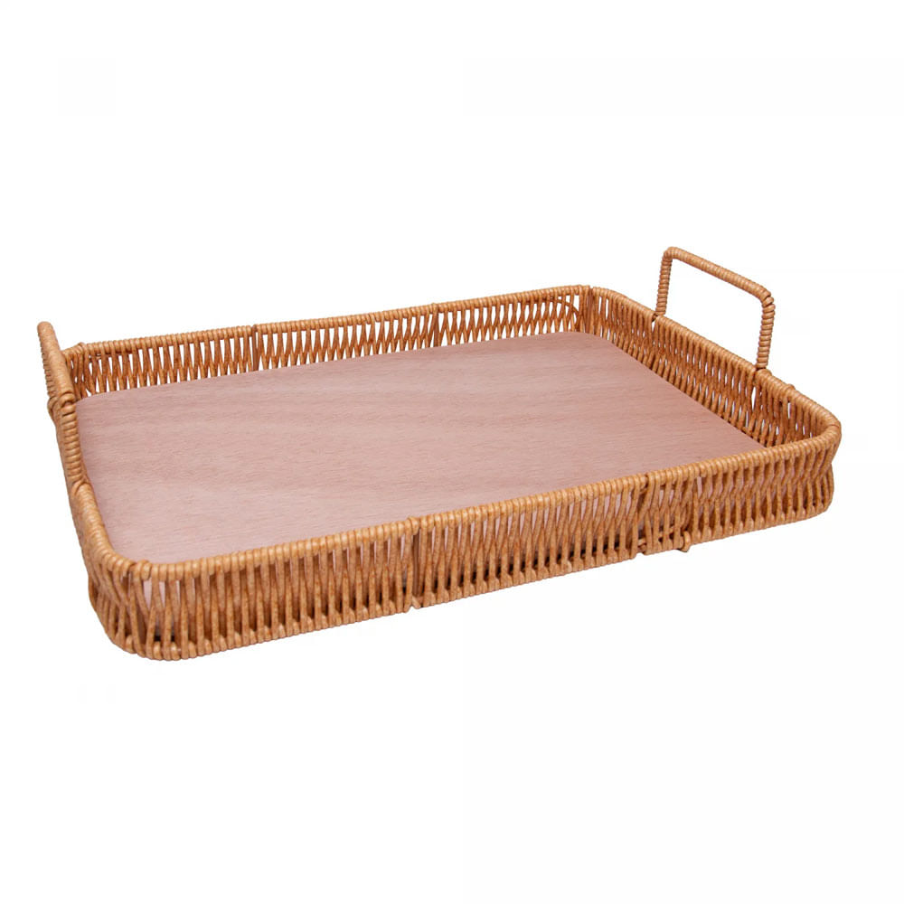 Bandeja Retangular com Alça Kali 35cm x 25cm x 4,5cm Plástico Lyor