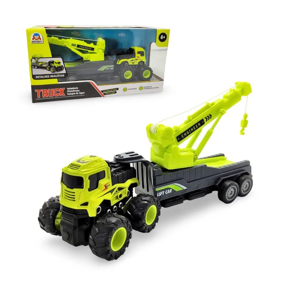 Truck Guindaste Caminhão Fricção Cabine Metal Braskit