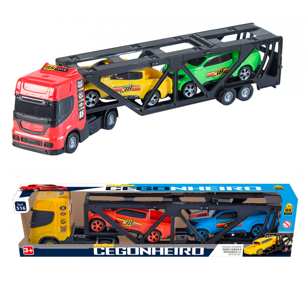 Mini Cegonheiro Com Dois Veículos Sortidos Bs Toys