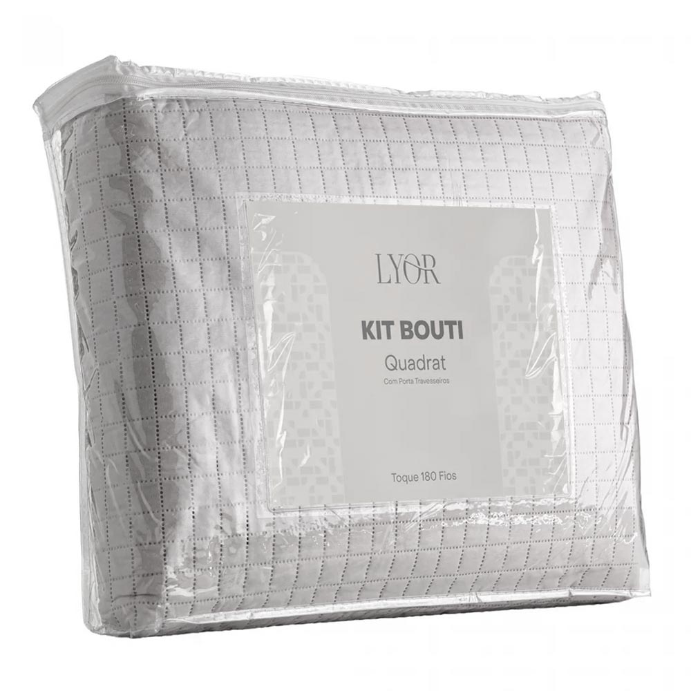 Colcha Matelassê Quadrat Solteiro com 1 Porta Travesseiro Rosa Microfibra Lyor