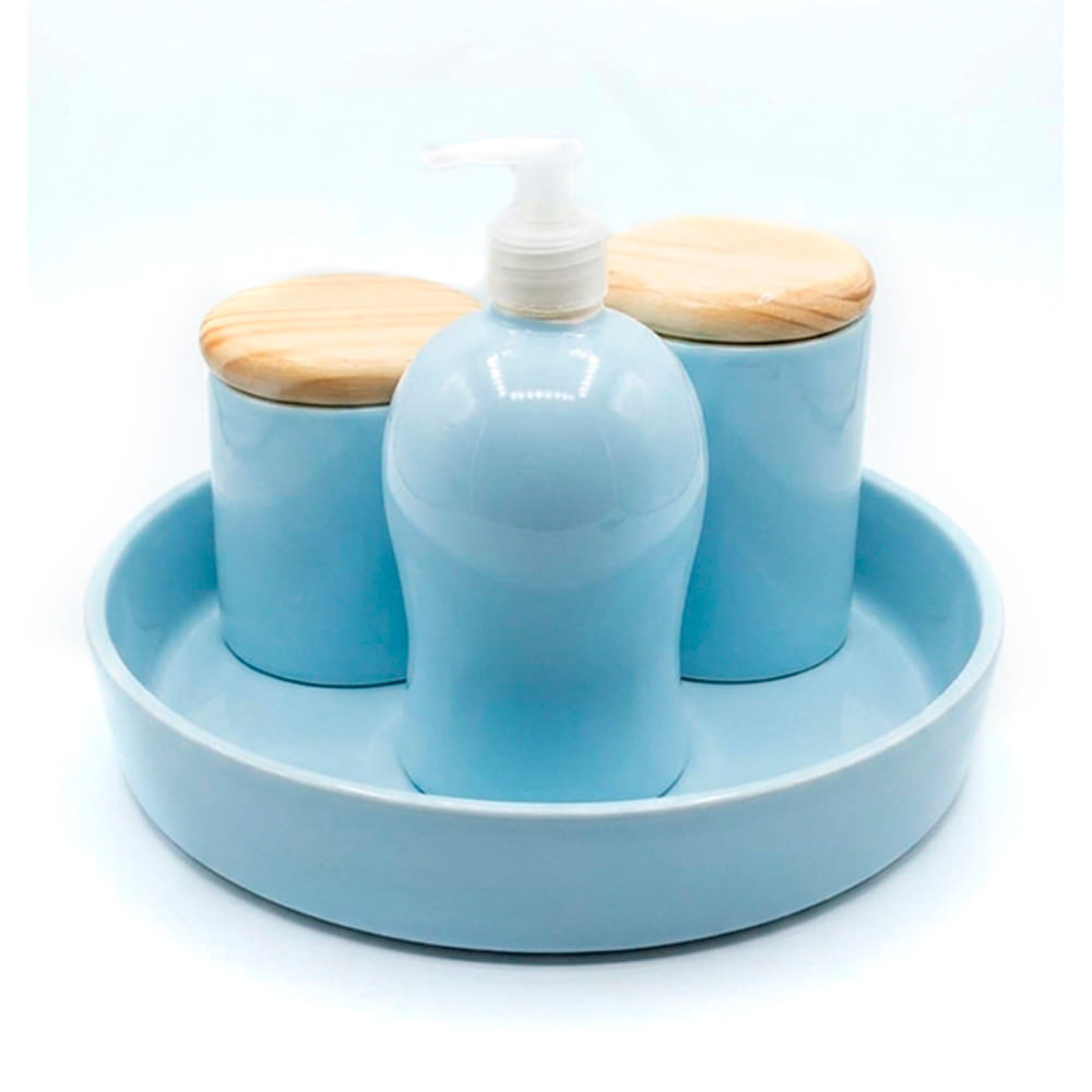 Kit Higiene Azul Bebê 4 Peças GA Cerâmicas