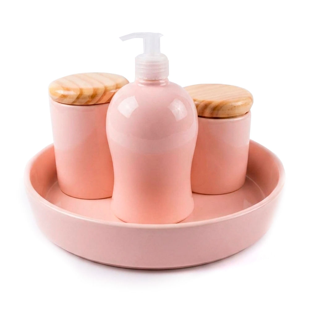 Kit Higiene Rosa 4 Peças GA Cerâmicas