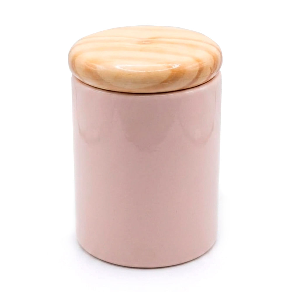 Pote Para Banheiro Com Tampa Rosa 12cm GA Cerâmicas